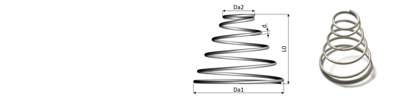 Conical Spring with schematic diagram  • suitable for use up to max. 250°C | Febrotec